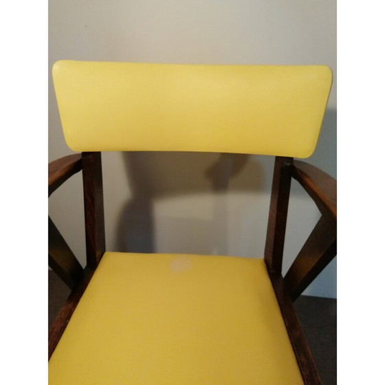 Image 1 of Vintage bridge armchair in beech and leatherette, 1950