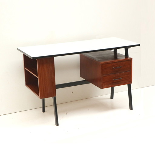 Vintage Desk With Drawers And Formica Top From The 1970s