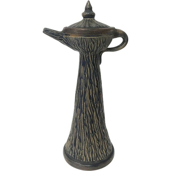 Image 1 of Enameled stoneware candlestick from Bouffioulx, Belgium 1930