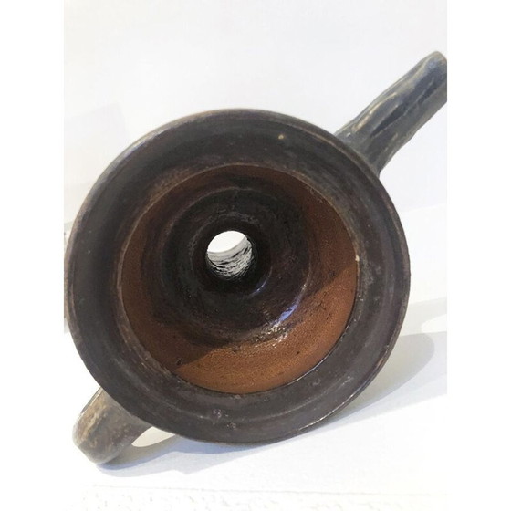 Image 1 of Enameled stoneware candlestick from Bouffioulx, Belgium 1930