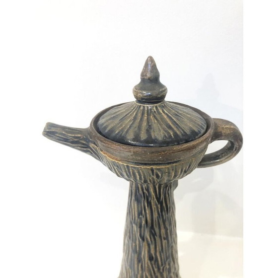 Image 1 of Enameled stoneware candlestick from Bouffioulx, Belgium 1930