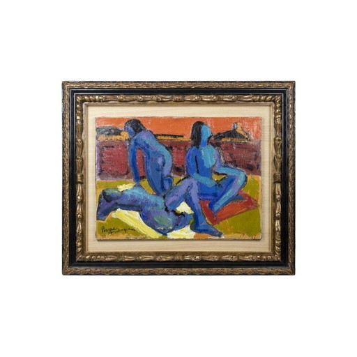 Óleo vintage sobre lienzo de Pierre Ambrogiani, 1970