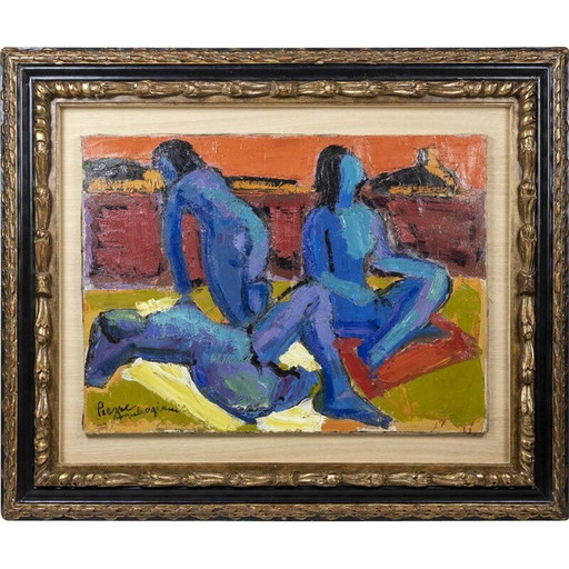 Óleo vintage sobre lienzo de Pierre Ambrogiani, 1970