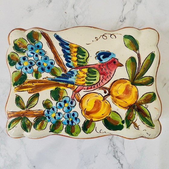 Image 1 of Boîte italienne en céramique oiseau boho