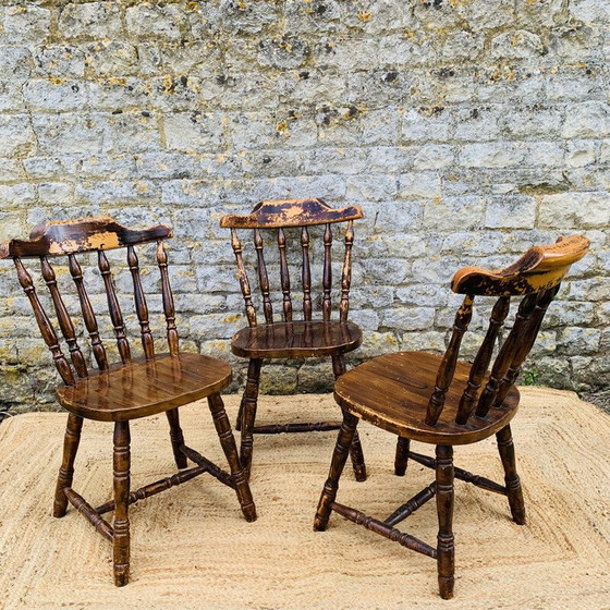 Image 1 of Set of 3 vintage pine chairs