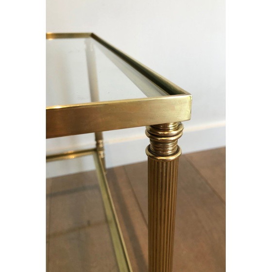 Image 1 of Vintage brass coffee table with double top, France 1940