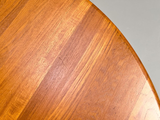 Image 1 of Danish Round Teak Dining Table With Extension, 1970S