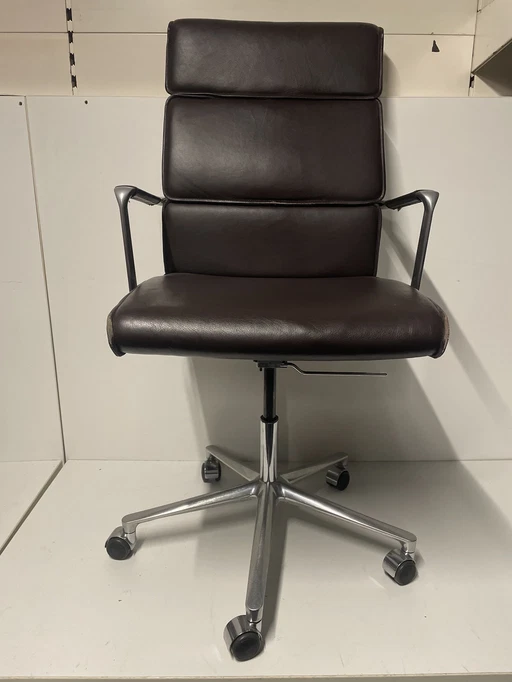 ICF Una fauteuil de bureau en cuir marron haut