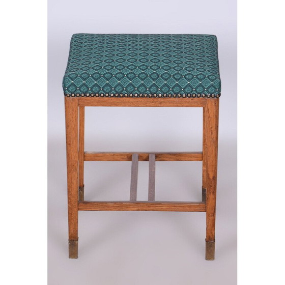 Image 1 of Vintage Art Deco oak stool, Czechoslovakia 1930