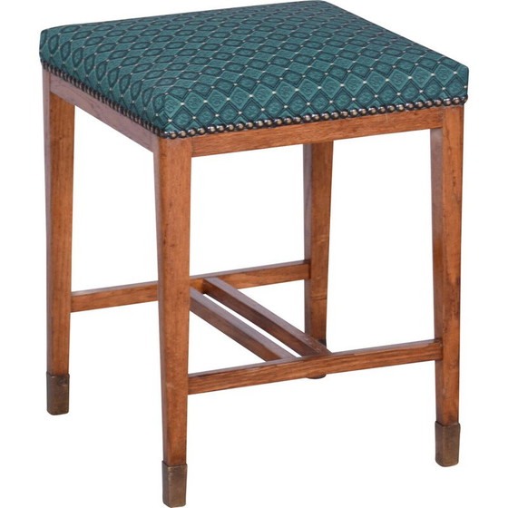 Image 1 of Vintage Art Deco oak stool, Czechoslovakia 1930
