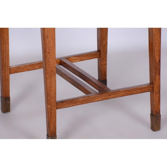 Image 1 of Vintage Art Deco oak stool, Czechoslovakia 1930