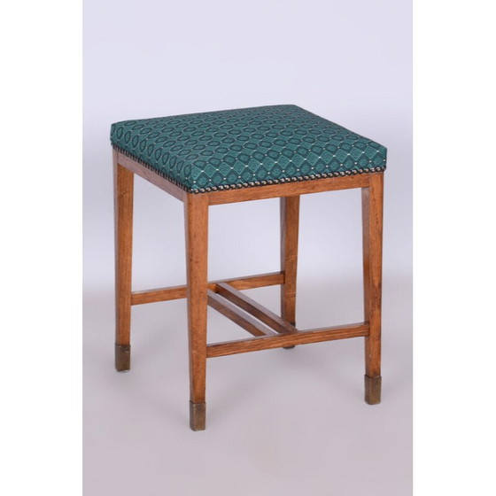 Image 1 of Vintage Art Deco oak stool, Czechoslovakia 1930