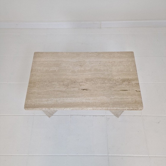 Image 1 of Vintage rectangle travertine coffee table, Italy 1980s