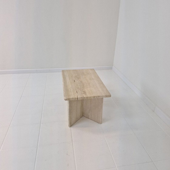 Image 1 of Vintage rectangle travertine coffee table, Italy 1980s