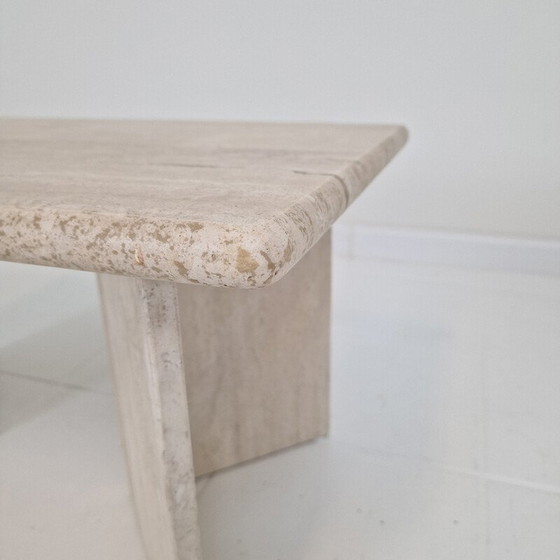 Image 1 of Vintage rectangle travertine coffee table, Italy 1980s