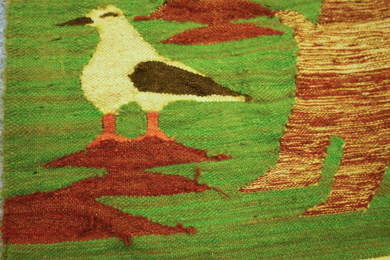 Image 1 of Tapis d'art scandinave avec motif d'oiseaux, années 1970