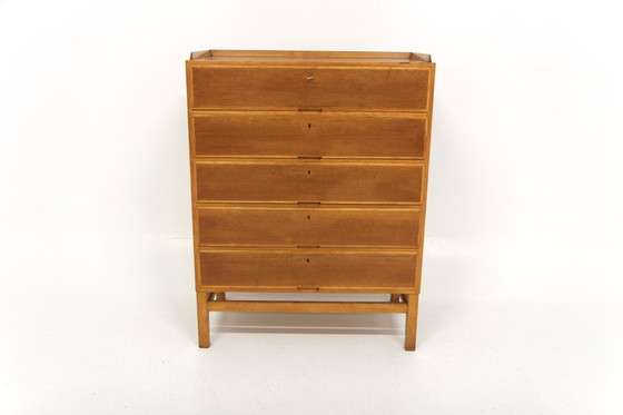 Image 1 of Scandinavian "Tallboy" chest of drawers in mahogany, Axel Larsson, Bodafors, Sweden, 1960