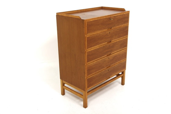 Image 1 of Scandinavian "Tallboy" chest of drawers in mahogany, Axel Larsson, Bodafors, Sweden, 1960