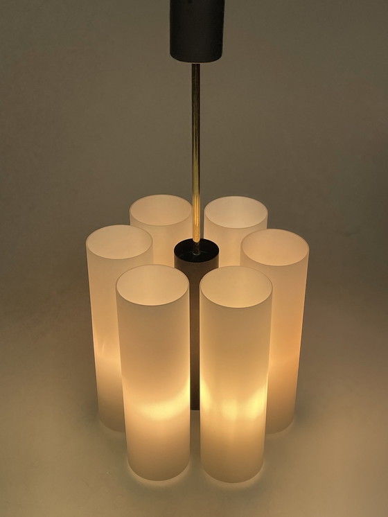 Image 1 of Pendant / Chandelier, Milk Glass Tubes, Germany 1970'S