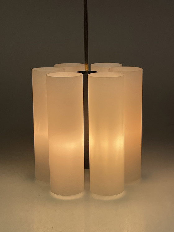 Image 1 of Pendant / Chandelier, Milk Glass Tubes, Germany 1970'S