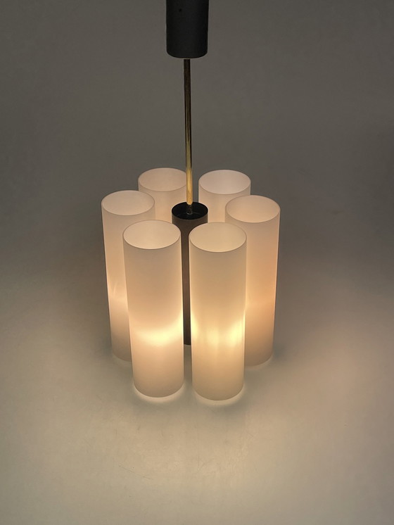 Image 1 of Pendant / Chandelier, Milk Glass Tubes, Germany 1970'S