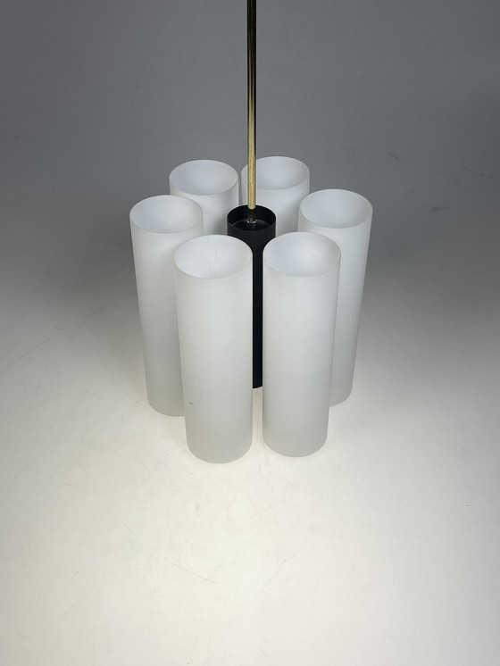 Image 1 of Pendant / Chandelier, Milk Glass Tubes, Germany 1970'S