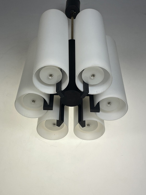 Image 1 of Pendant / Chandelier, Milk Glass Tubes, Germany 1970'S