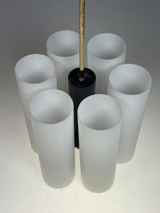 Image 1 of Pendant / Chandelier, Milk Glass Tubes, Germany 1970'S