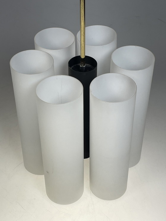 Image 1 of Pendant / Chandelier, Milk Glass Tubes, Germany 1970'S