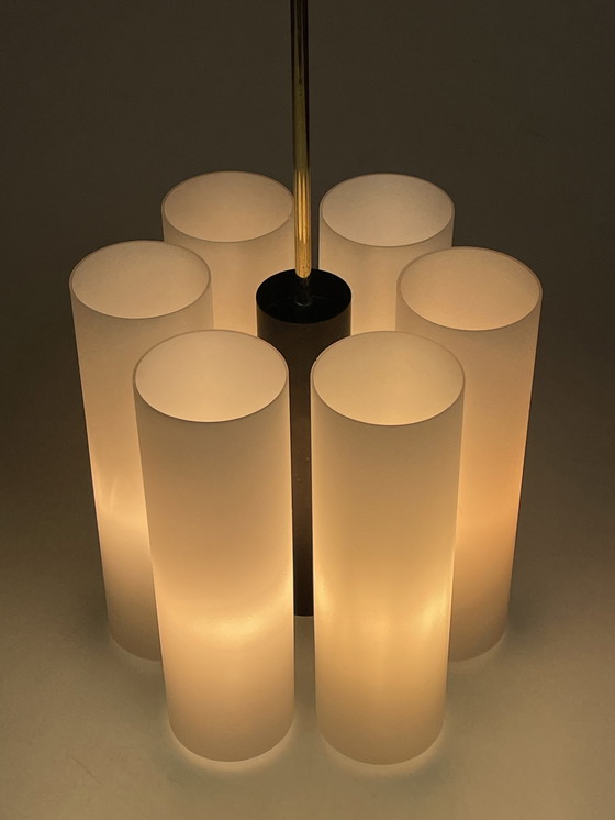 Image 1 of Pendant / Chandelier, Milk Glass Tubes, Germany 1970'S