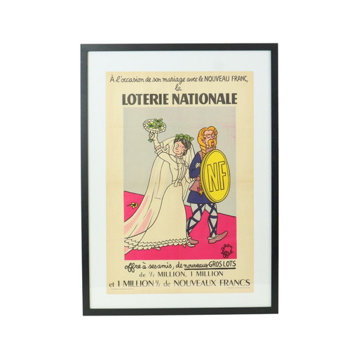 Framed Advertising Poster Loterie Fifties Jean Effel