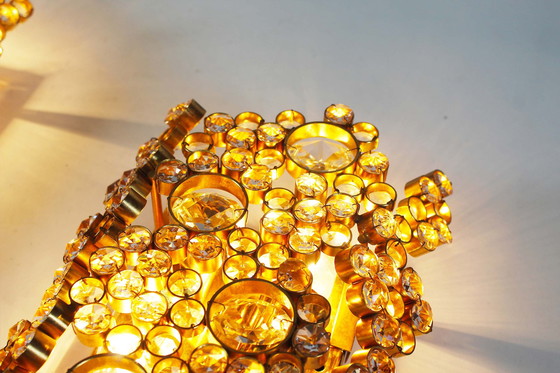 Image 1 of Set of two gorgeous brass & crystal ‘Jewel’ sconces by Palwa