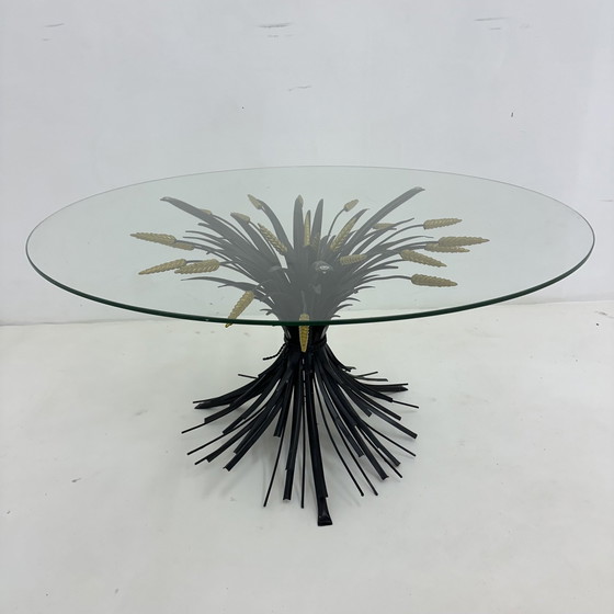 Image 1 of Coffee Table Wheat Sheath Black With Gold , 1970S