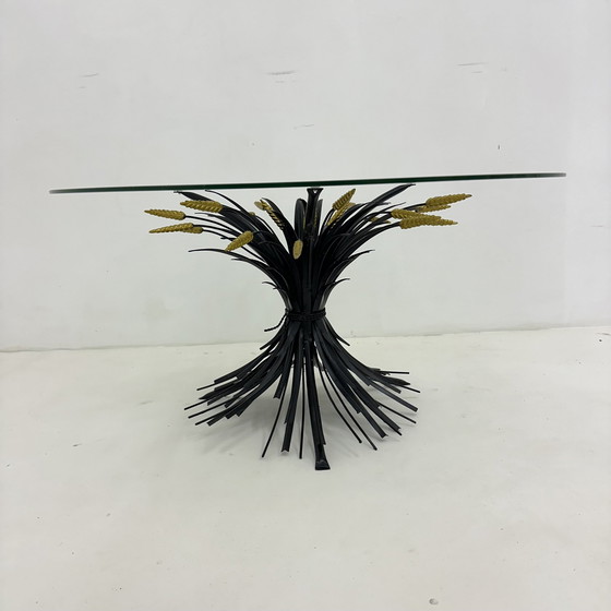 Image 1 of Coffee Table Wheat Sheath Black With Gold , 1970S