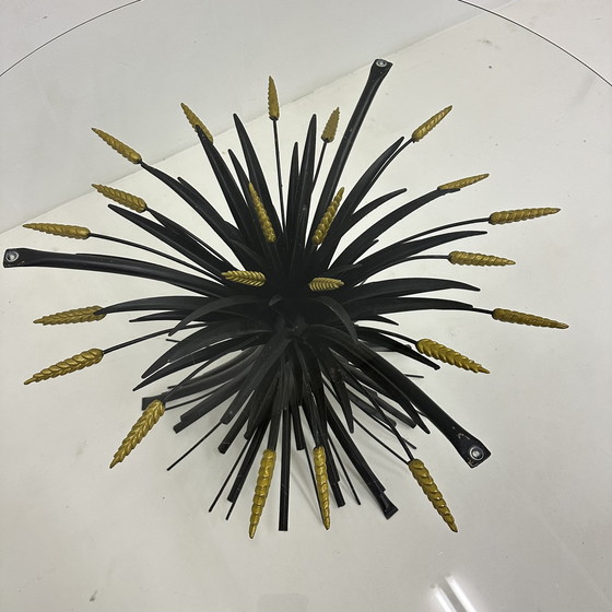 Image 1 of Coffee Table Wheat Sheath Black With Gold , 1970S