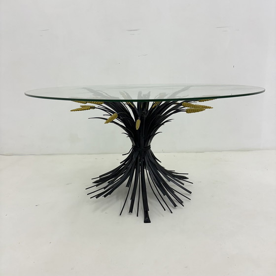 Image 1 of Coffee Table Wheat Sheath Black With Gold , 1970S