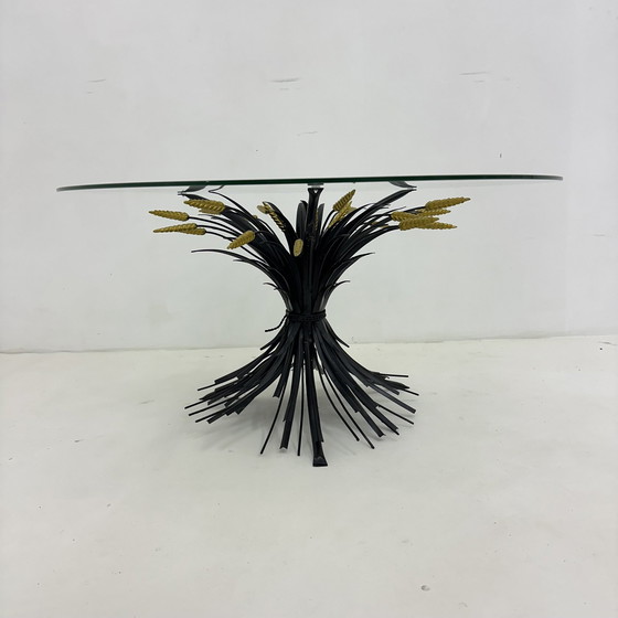 Image 1 of Coffee Table Wheat Sheath Black With Gold , 1970S