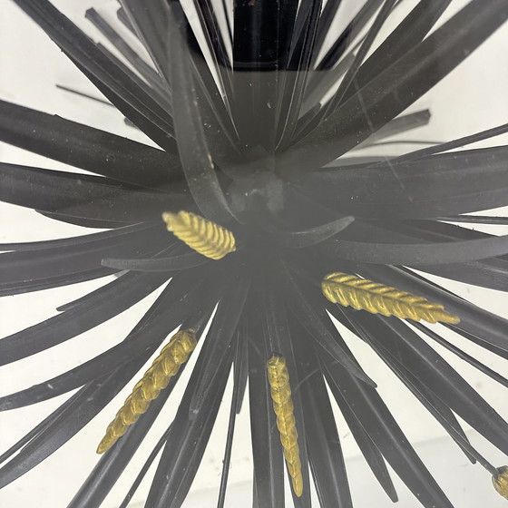 Image 1 of Coffee Table Wheat Sheath Black With Gold , 1970S