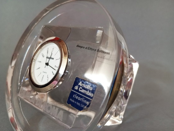 Image 1 of Ettore Sottsass Crystal Table Clock For Arnolfo Di Cambio Cca 2000