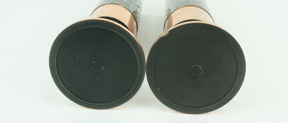 Image 1 of set of 2 footed copper VASES brutalist minimalist design 1960s 