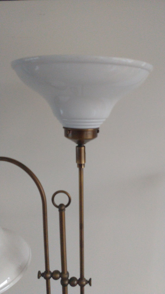 Image 1 of Vintage Brass Floor Lamp With Metal Enamel Shades