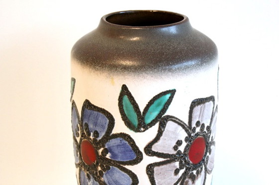 Image 1 of Rare Hand-Painted West Germany Fat Lava Vase