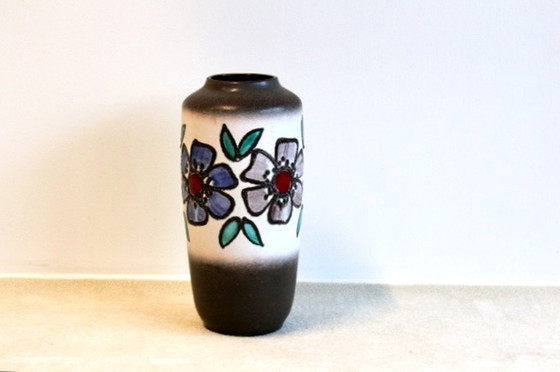 Image 1 of Rare Hand-Painted West Germany Fat Lava Vase