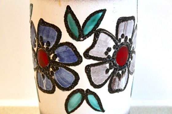 Image 1 of Rare Hand-Painted West Germany Fat Lava Vase