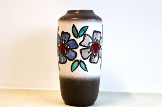 Image 1 of Rare Hand-Painted West Germany Fat Lava Vase