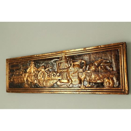 Image 1 of Vintage copper painting representing a still life, 1960