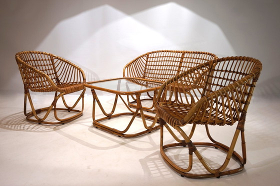 Image 1 of Tito Agnoli Rattan Set For Bonacina, 1960