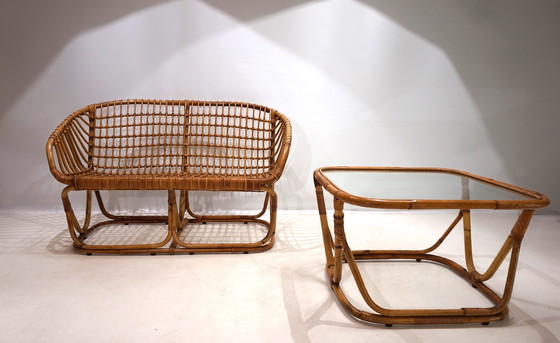 Image 1 of Tito Agnoli Rattan Set For Bonacina, 1960