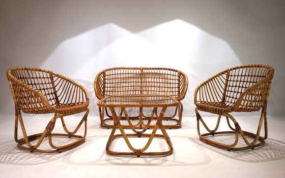 Image 1 of Tito Agnoli Rattan Set For Bonacina, 1960