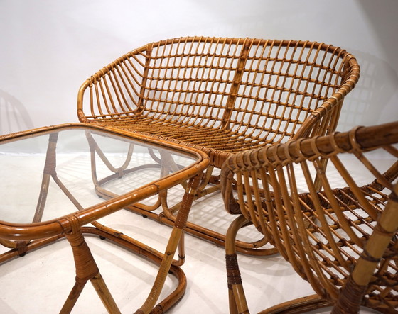 Image 1 of Tito Agnoli Rattan Set For Bonacina, 1960